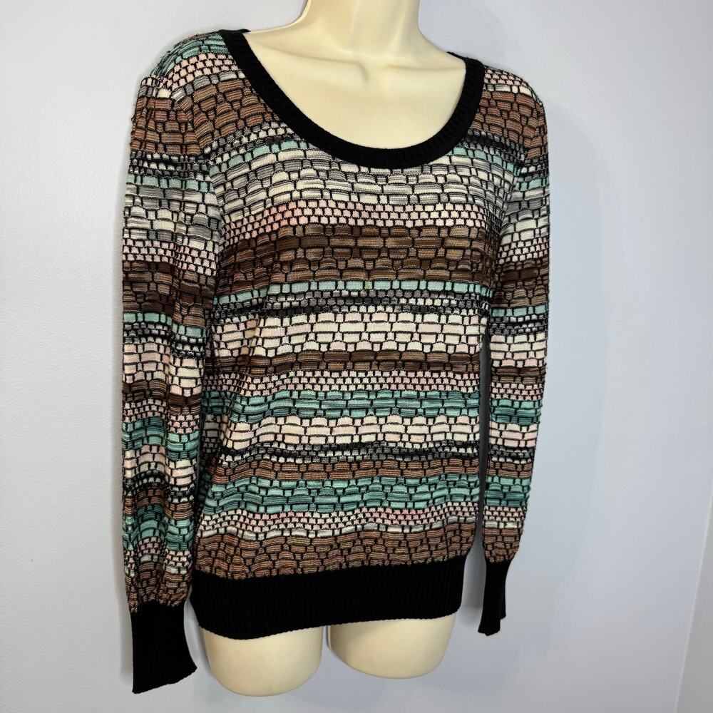 Missoni Wool Blend Textured Knit Multi Scoop Neck Pullover Sweater Made Italy 8 - Picture 6 of 13